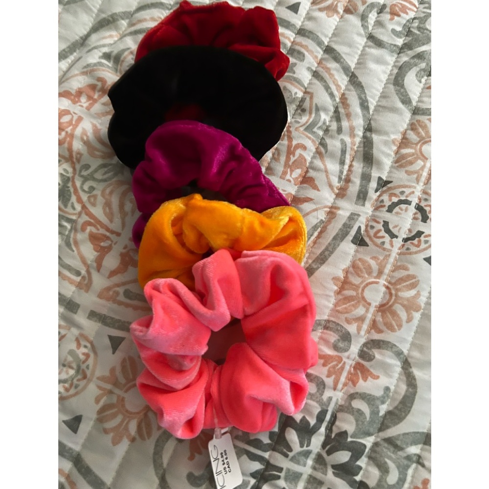 Five velvet scrunchies from icing pretty colors